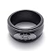 TEMEGO Jewelry Mens Stainless Steel Ring, Fashion Batman Symbol Band,Black Silver