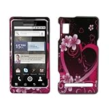 Exotic Heart Flower Design Hard Cover Crystal Case for Motorola Droid 2 A95 ....
