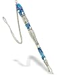 NICKEL YAD FOR TORAH, FIMO DECORATED- BLUE