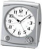 Seiko Bedside Alarm - Silver Tone - White Dial - Quiet Sweep Second Hand