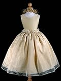 IMAGE OF A8003n NEW Gold Flower Girl Pageant Easter Holiday Party Wedding Dress Size 2 to 12