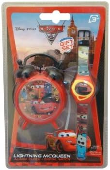 Disney Cars Lightning Mcqueen Alarm Clock And Wrist Watch Set