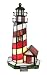 Red and White Stained Glass Lighthouse Accent Lamp