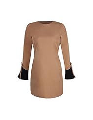 Spring Winter Cotton/Spandex Long Sleeves Flared-Skirt  Dress