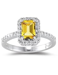 0.26 Cts Diamond & 1.00 Ct Citrine Ring in 18K White Gold