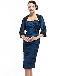 Sweetheart Sheath Natural   Waistline Taffeta Lace Beaded Knee Length Mother-of-the-Bride Dress 