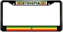 Ethiopia Ethiopian Flag Black License Plate Frame Metal Holder