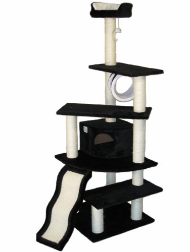 GoPetClub 70″ Cat Furniture Tree Condo Scratcher Post Pet House F72-Black