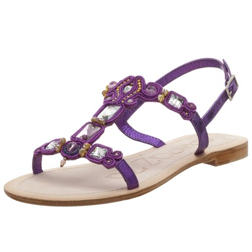 Apepazza Women's Campanellino Jeweled Flat Sandal,Purple,6 M US