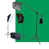 ePhoto 10 x 20ft Chromakey Green Screen Photography Video lighting Kit VL9026SB+10x20G