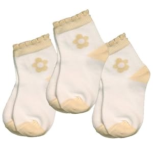 Ecoland Organic Cotton Baby Girl's Flower Quarter Socks 12-24 months - 3 Pairs Value