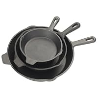 Bayou Classic 7403, 3-Piece Cast Iron Skillet Set, 6', 8', 10'