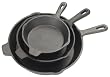 Bayou Classic 7403, 3-Piece Cast Iron Skillet Set, 6", 8", 10"