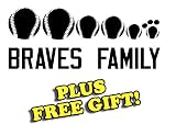 13" x 5.5" Braves Baseball Family Vinyl Sticker Decal [Die-cut, White] + with Free Baseball Pencil
