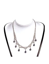 Blue Pearls - Cultured Pearl and Rhodium Necklace - BPS 1004 O Noir