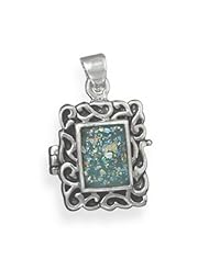 .925 Sterling Silver One-of-a-Kind Roman Glass Locket