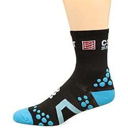 Compressport Racing Socks V2.1 Run Hi Calzino Corsa da Gara e Allenamento, Nero (Black/Blue), T3