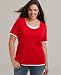 Short Sizes - Style&co. Plus Size Top, Short Sleeve Layered Look Black 1X