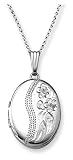Sterling Silver Engraved Oval Locket, 18