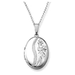 Sterling Silver Engraved Oval Locket, 18"