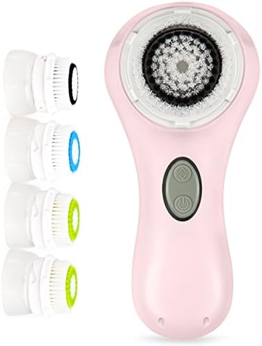 Jecnovo Sonic Facial Rechargeable Cleansing Brush for Deep Cleaning Face and Body with 4 Heads (pink)