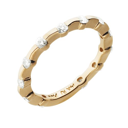 14K Rose Gold 12-Stone Stackable Moissanite Ring - 7