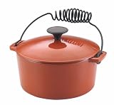 Review Meyer 50644 / NapaStyle Enamel Cast Iron 3-Quart Covered Stew Pot with Black Wire Loop Handles, Terra Cotta with Mustard Interior (50644)
