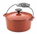 NapaStyle Enamel Cast Iron 3-Quart Covered Stew Pot with Black Wire Loop Handles, Terra Cotta with Mustard Interior (50644)