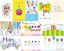 10 Folded 5x7 Designer Quality Happy Birthday and Thank You Combo Cards Pack - Beautiful Designer Quality in 10 Different Designs (5 for Happy Birthday and Thank You each)