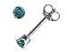 Blue Diamond Solitaire Stud Earrings 1/10 Carat (ctw) in 14K White Gold