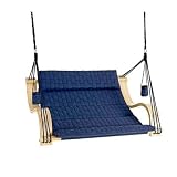 Navy Double Basket Weave Outdoor Hanging Lounger Chair
