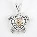 Sea Turtle with Heart Pendant in Sterling Silver and 14kt Gold, #8272