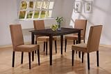 5pc Cappuccino Finish Dining Table & 4 Microfiber Parson Chairs Set
