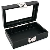 Glass Top Black Jewelry Display Travel Case Box Tray 6"