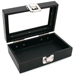 Glass Top Black Jewelry Display Travel Case Box Tray 6"