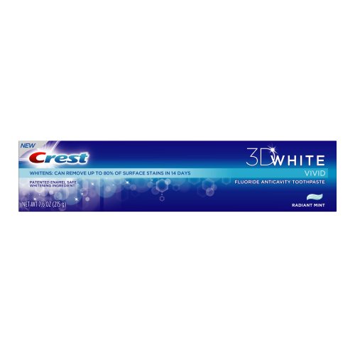 Crest 3D White Vivid Toothpaste Radiant Mint, 7.6-Ounce Carton (Pack of 4)