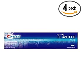 Crest 3D White Vivid Toothpaste Radiant Mint, 7.6-Ounce Carton (Pack of 4)