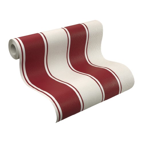 Rasch 757439 Papier Peint Intiss&eacute; Rayures Rouge Blanc (Import