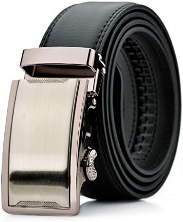 Squeple Leather Belt For Men Automatic Buckle Leather Belts Black Gift Box Package LY87605-2-110 30-33in.