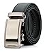 Squeple Men's Automatic Buckle Leather Belt 3.5CM Width Black