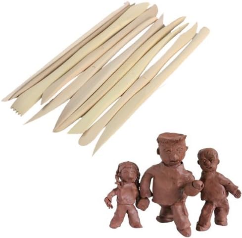 Monkeybrother 10pcs Wooden Knife Clay Sculpture Pottery Sharpen Modeling Tools Set