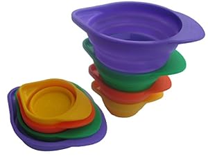 Collapsible Measuring Cups By MGE Chef - Nesting Silicone Set of 8 Measuring Cups - Standard (Ounce) and Metric (Ml) Cup Measurements - 4 Sizes -