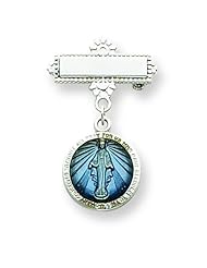 Sterling Silver Enameled Miraculous Medal Pin