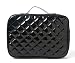 INNER BEAUTY 4 PIECE BLACK PATENT QUILTED DESIGN LARGE TRAVEL COSMETIC CASE MAKEUP BEAUTY TOILETRY BAG HOLDER ORGANIZER