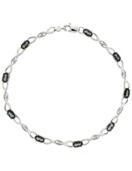 10k White Gold Braided Loop Tennis Bracelet w/ 0.05 Carat Brilliant Cut Diamonds & 2.25 Carats Oval Cut Mystic Topaz Stones, 1/8 in. (3.5mm) wide