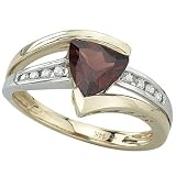  : 14K Two Tone Gold Garnet & Diamond Ring