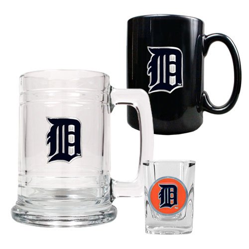 Great American Products Detroit Tigers MLB 15oz Tankard 15oz Ceramic Mug & 2oz Shot Glass Set - Primary Logo