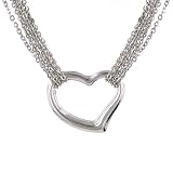 10K White Gold Multi-Strand Heart Necklace 17
