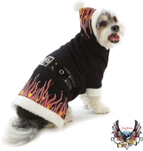 Pet Rock Holiday Flame Hoodie Dog Pupper Winter Jacket Large 16" Neck to Tail