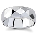 Tungsten Carbide Men's Wedding Band with Triangular Facets, 8mm